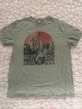 Wrangler Olive Green Music Festival Graphic Tee with Red Accent